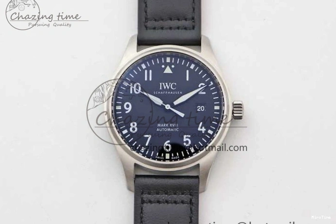 MIROTIME 0421 Vibrant Mark XVIII IW327001 SS M+F 1:1 Best Edition Black Dial on Black Leather Strap A 7055